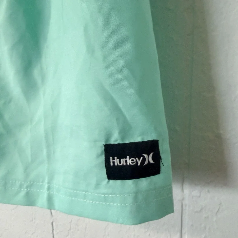 Hurley Boys Green Glow Swim Trunks with liner Medium